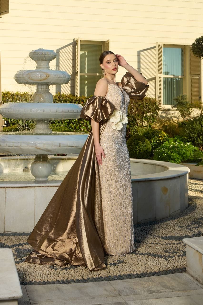 Elegant gold evening gown